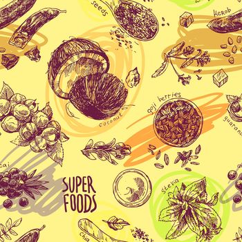 Hand drawn vector illustration superfoods