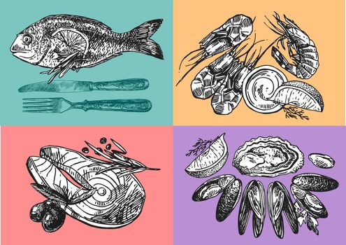 seafood sketch illustration