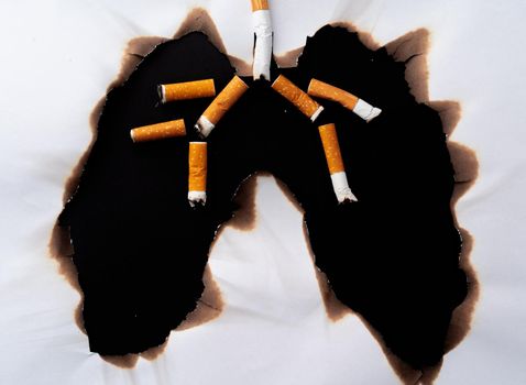 Drawing of black lungs dirty of smoking