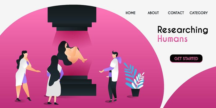 scientists who research humans with advanced technology in the laboratory vector illustration concept, can be use for presentation, web, banner ui ux, landing page