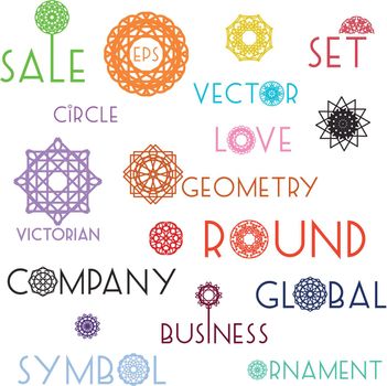 Round symbols with slogans
