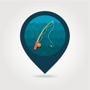 Fishing Rod pin map icon. Summer. Vacation