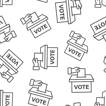 Vote icon in flat style. Ballot box vector illustration on white isolated background. Election seamless pattern business concept.