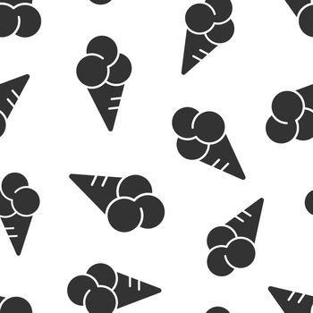 Ice cream icon in flat style. Sundae vector illustration on white isolated background. Sorbet dessert seamless pattern business concept.