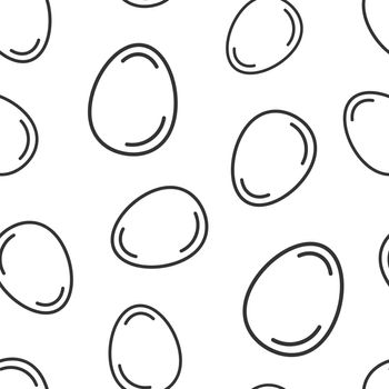 Egg icon in flat style. Breakfast vector illustration on white isolated background. Eggshell seamless pattern business concept.