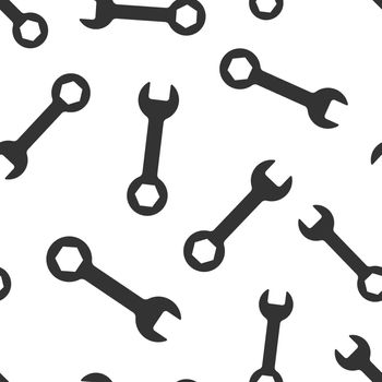 Wrench icon in flat style. Spanner key vector illustration on white isolated background. Repair equipment seamless pattern business concept.