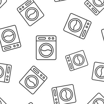 Washing machine icon in flat style. Washer vector illustration on white isolated background. Laundry seamless pattern business concept.