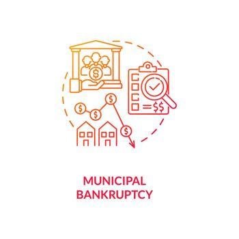 Municipal bankruptcy red gradient concept icon