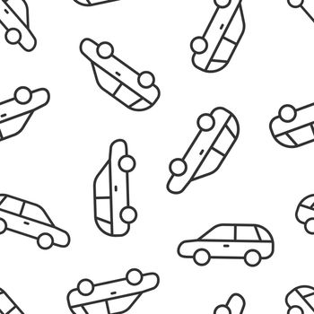 Car icon in flat style. Automobile vehicle vector illustration on white isolated background. Sedan seamless pattern business concept.