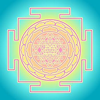 The Sri Yantra or Sri Chakra, form of mystical diagram, Shri Vidya school of Hindu tantra symbol. Sacred geometry vector design element. Vector illustration.