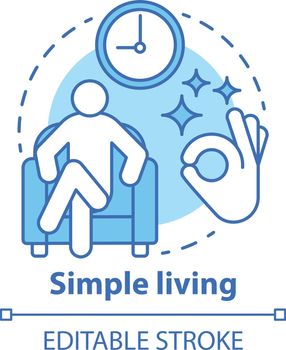 Simple living concept icon. Reducing personal possessions idea thin line illustration. Increasing self-sufficiency, minimalism. Simplify lifestyle. Vector isolated outline drawing. Editable stroke