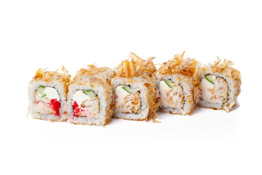 Japaneese food sushi roll isolated on white background