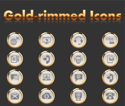 communication gold-rimmed icons for your creative ideas