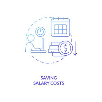 Saving salary costs blue gradient concept icon