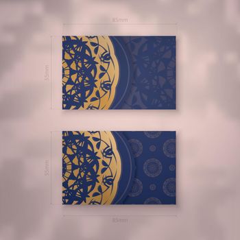 Presentable dark blue business card with luxurious gold pattern for your brand.