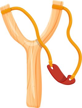 wooden slingshot vector illustration isolated on white background
