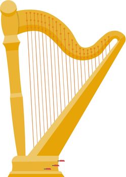 Harp vector illustration musical instrument isolated on white background