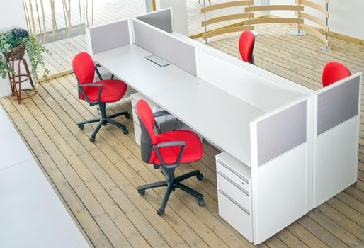 office desks and red chairs cubicle set 
