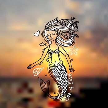 mermaid doodle style