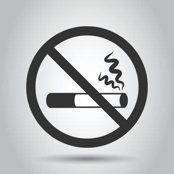 No smoking sign icon in flat style. Cigarette vector illustration on white isolated background. Nicotine business concept.