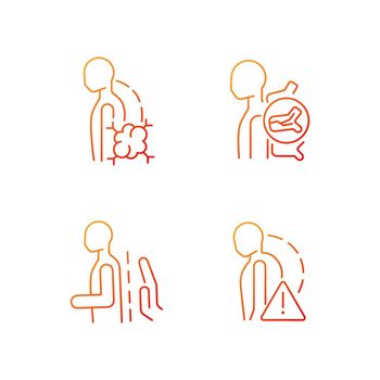 Spinal problems gradient linear vector icons set
