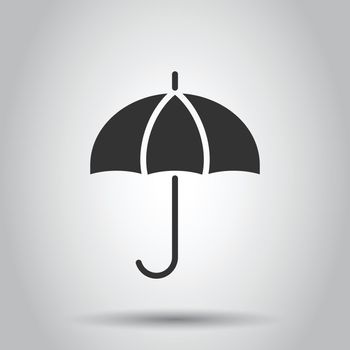 Umbrella icon in flat style. Parasol vector illustration on white isolated background. Canopy business concept.
