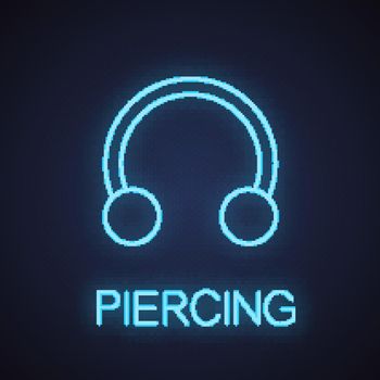 Half hoop earring neon light icon