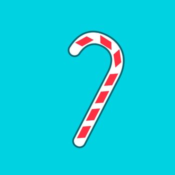 Christmas peppermint candy cane with stripes flat icon for apps and websites Vector illustration