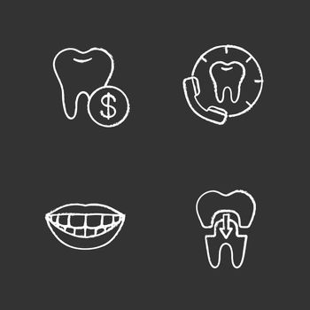 Dentistry chalk icons set