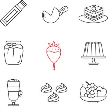 Confectionery linear icons set