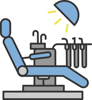 Dental chair color icon. Isolated vector illustration