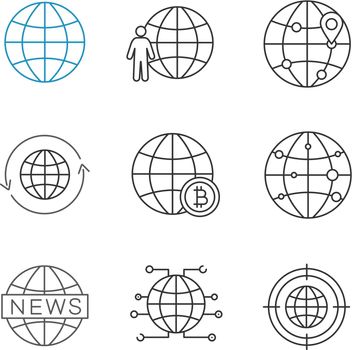 Worldwide linear icons set