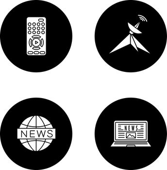 Mass media glyph icons set