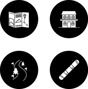 Winter activities glyph icons set