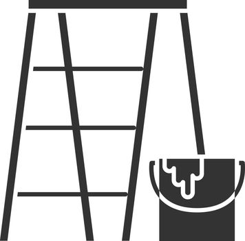 Scaffolding ladder with paint bucket glyph icon