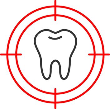 Aim on tooth linear icon