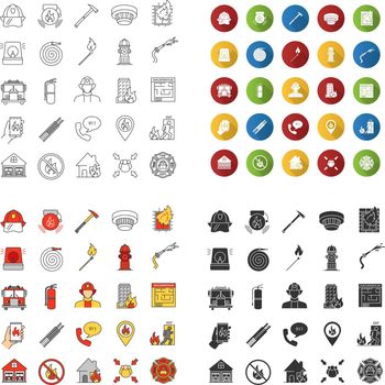 Firefighting icons sets