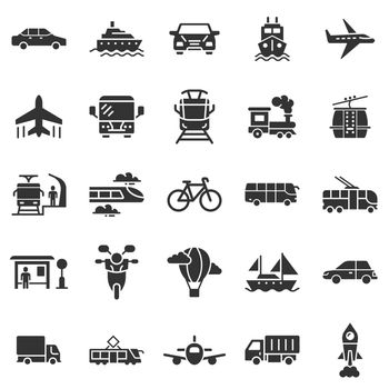 Transport icon set in flat style. Car vector collection illustration on white isolated background. Shipping transportation business concept.