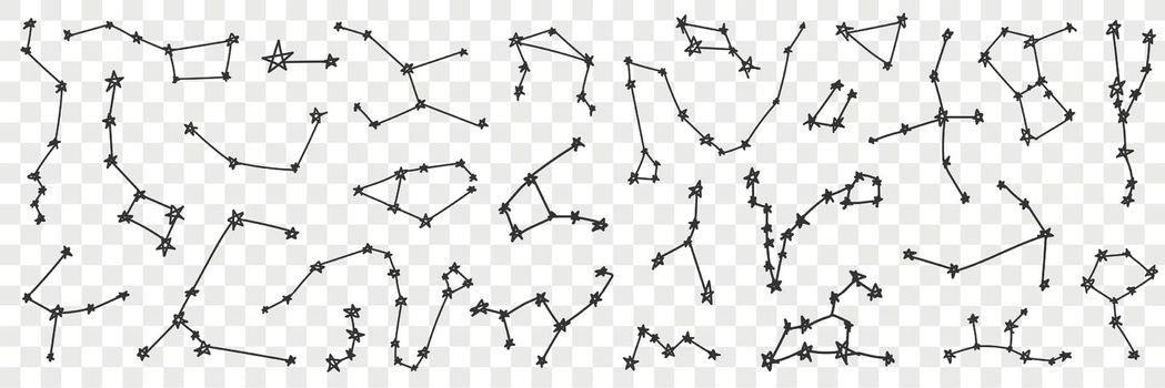 Star constellation on sky doodle set