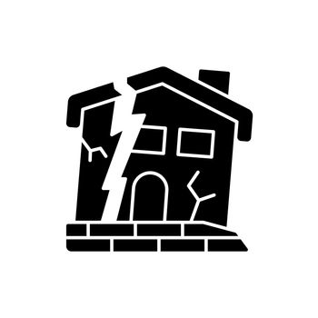 Dilapidated house black glyph icon