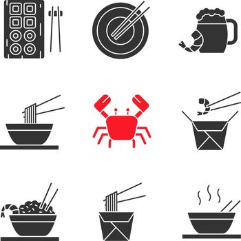 Chinese food glyph icons set