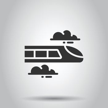 Metro icon in flat style. Train subway vector illustration on white isolated background. Railroad cargo business concept.