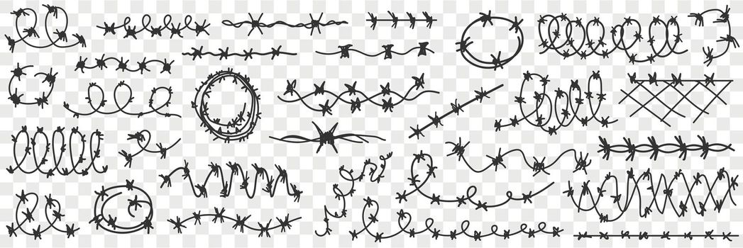 Barbed wire in prison doodle set