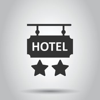 Hotel 2 stars sign icon in flat style. Inn vector illustration on white isolated background. Hostel room information business concept.
