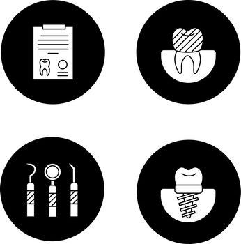 Dentistry glyph icons set