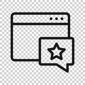 Browser window with star icon in flat style. Wish list vector illustration on white isolated background. Reward bonus business concept.