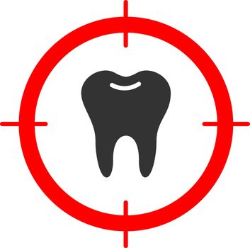 Aim on tooth glyph icon