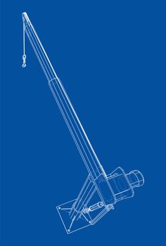 Davit or crane for boat. 3d illustration