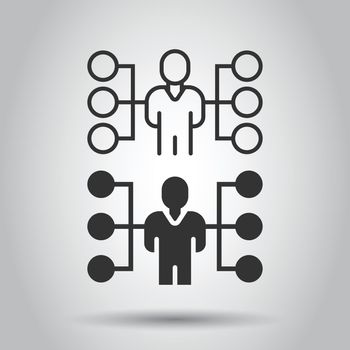 Corporate organization chart with business people vector icon in flat style. People cooperation illustration on white background. Teamwork business concept.