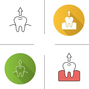 Dental extraction icon. Tooth pulling. Flat design, linear and color styles. Isolated vector illustrations